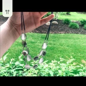 Silver and Green Layered Necklace